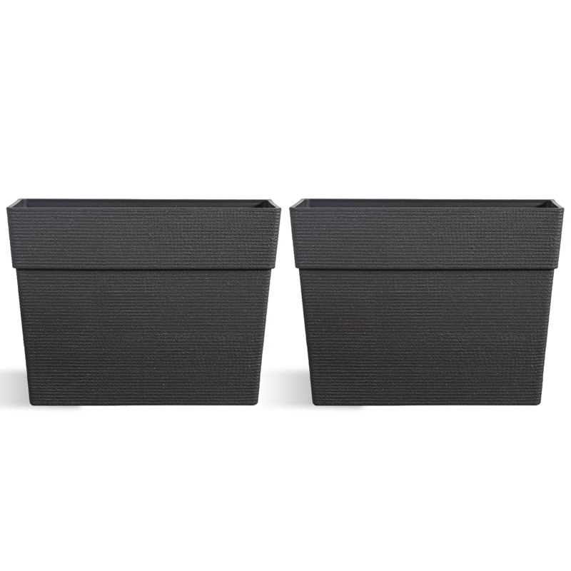 Boîte à fleurs d'extérieur rectangulaire Aura, 31.5" H x 23.6" W x 12.6" D, Noir