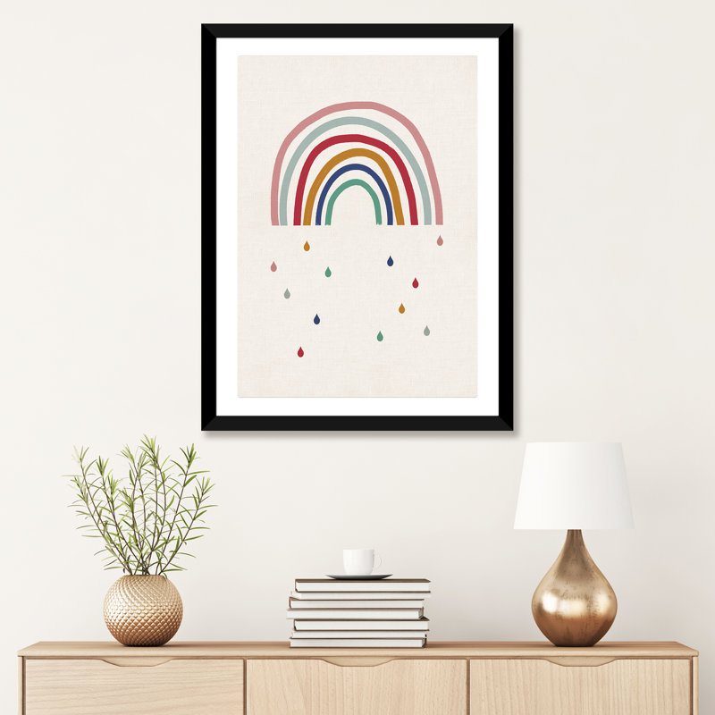 Décoration murale pleure arc-en-ciel pour enfants, H 24 po x l 16 po x P 1 po, Papier encadré noir