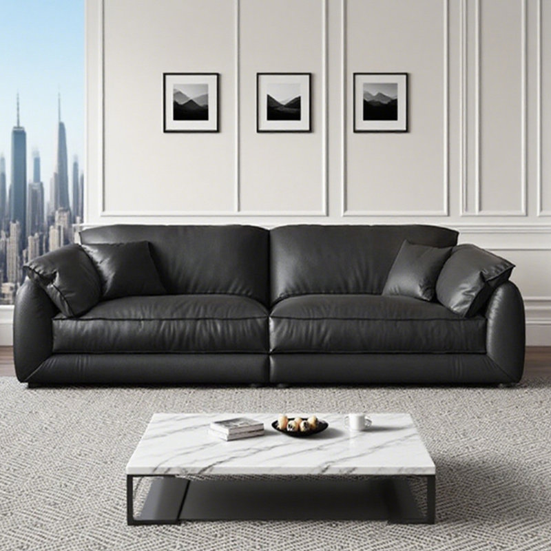 Black Genuine Leather Modular Sofa