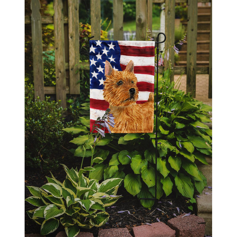 2 côtés en polyester de 2 côtés american drapeau de jardin, Brun / gris chien à loutre