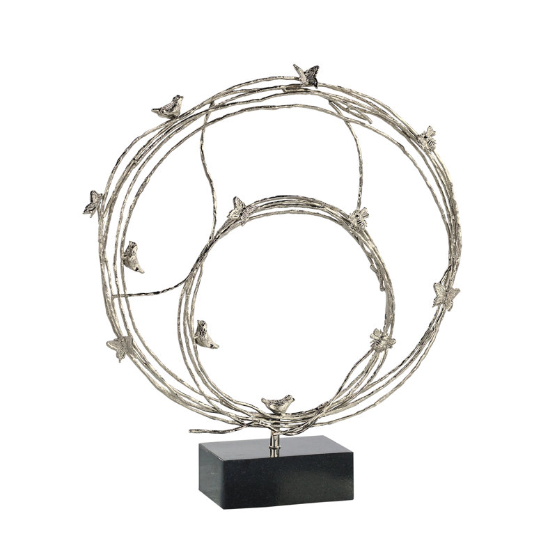 Roost Sculpture, Large Brass, 23" H x 20.5" W x 5" D, Nickel