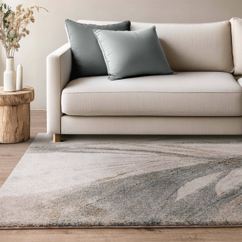 Decara Illusion Abstract High-Low Blue/Beige Area Rug, Rectangle 120 x 170 cm