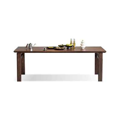 Retro Nut-Brown Rectangular Solid Wood Dining Table