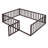 Full Size Wood Daybed with Fence & Small Door – Solid Pine Kids Floor Bed Frame, Walnut-118565111-118565110
