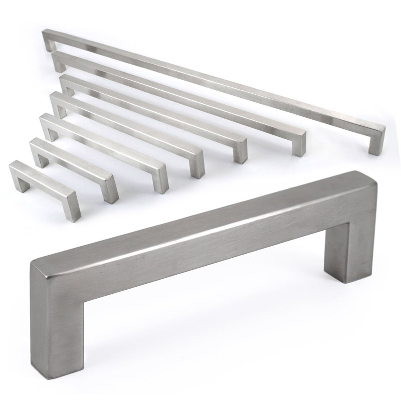 Square Cabinet Bar Pull, Brushed Nickel, 5"