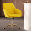 Chaise de bureau jaune vif avec un coin salon spacieux et une base dorée pour des connexions renforcées en velours, base dorée, coussin