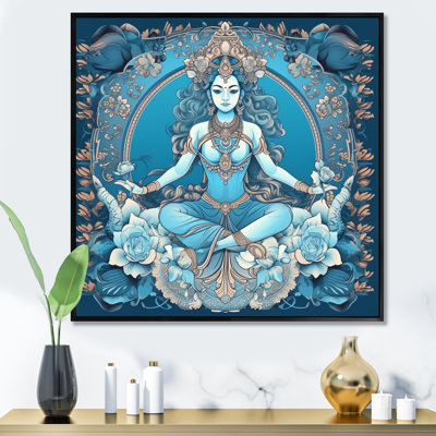 Divine Déesse Yogini en bleu sur toile