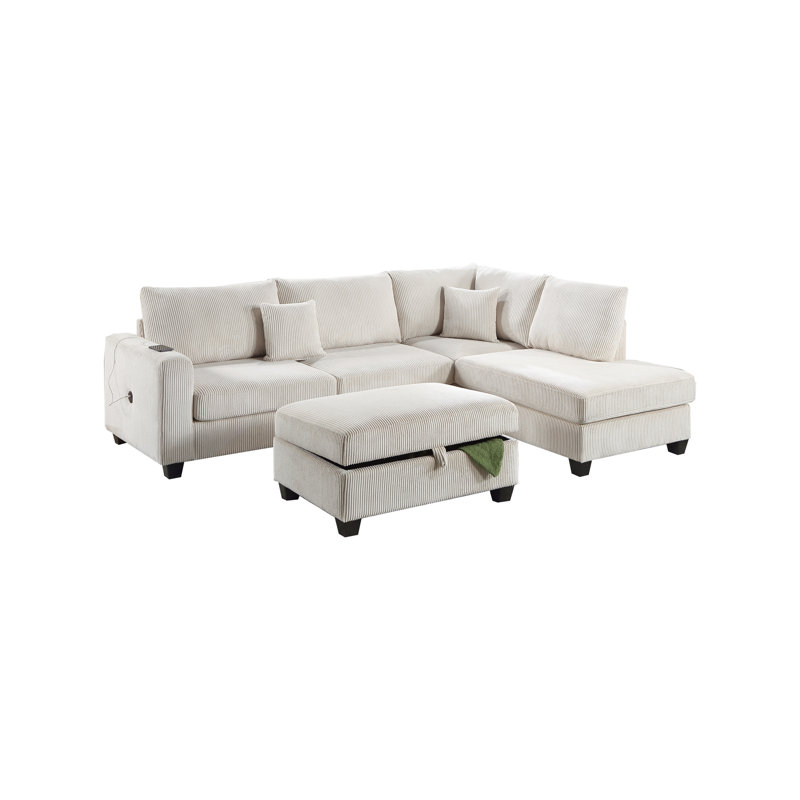 Canapé modulaire en velours côtelé de couleur, chaise longue, siège à coussin, pieds en bois, canapé décoratif en velours côtelé 3 pièces