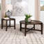 Table de bout ronde en bois massif brun foncé