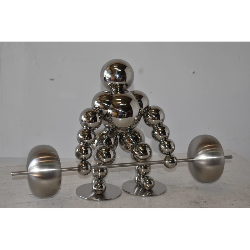 Statue en chrome haltérophile Alesja Modern Art