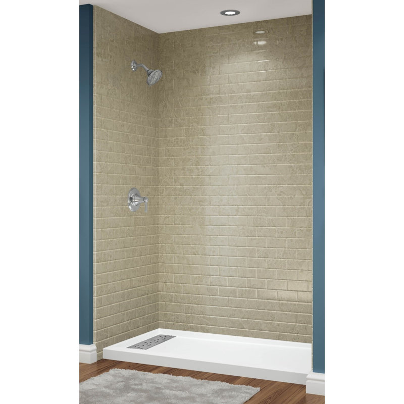 Subway Tile SandStone Acrylic Alcove Shower System 60"W x 36"D x 96"H