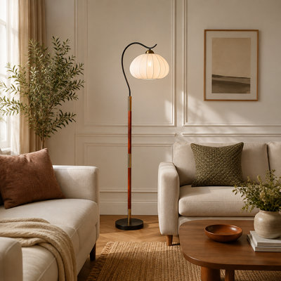 Lampe sur pied à 1 lumière avec abat-jour en tissu de 160 cm de hauteur