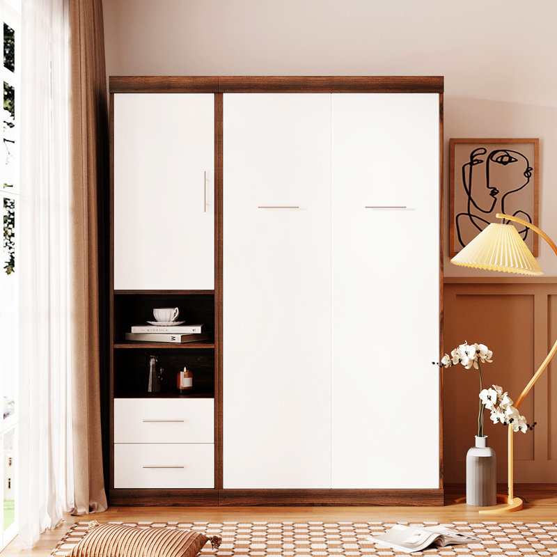 Lit simple avec armoire de rangement blanche - augmentez l'espace et profitez de l'armoire confortable, idéale pour les petits