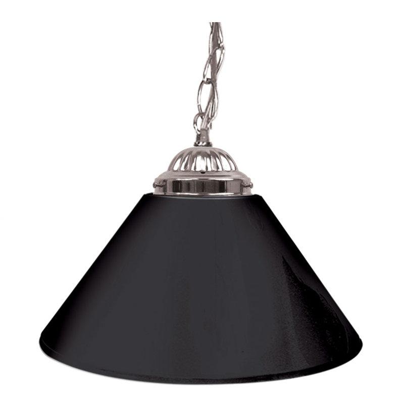 Luminaire suspendu conique 1 lumière Gamya, Noir uni, argent