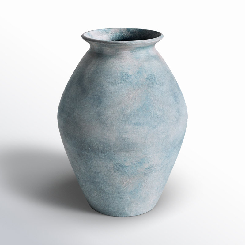 Ambretta Handmade Terracotta Table Vase, 8.75" H x 6.25" W x 6.25" D, Blue