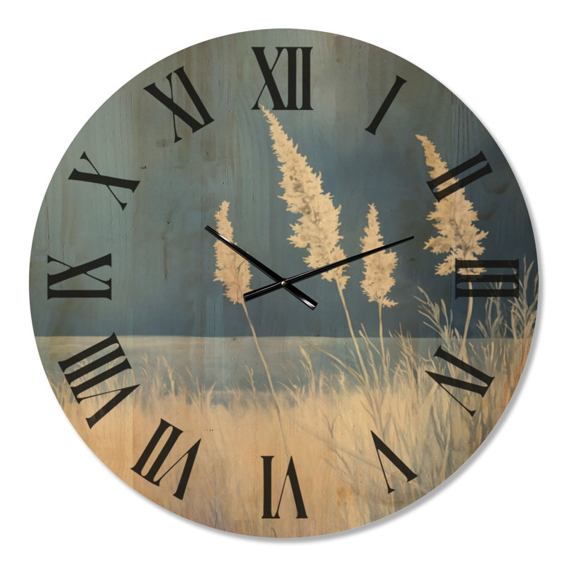 Horloge murale bohème en bois « Plumes blanches sur fond indigo », Extra Large