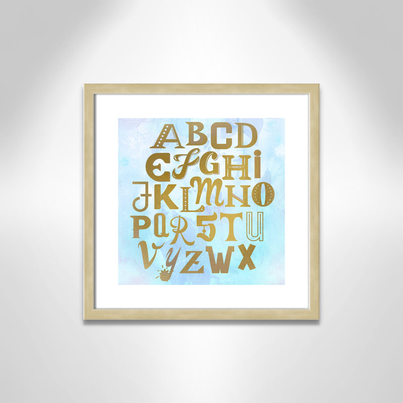 Abc Blue », impression sur papier, Encadré de boîte champagne, H 16 po x l 16 po x P 1,18 po