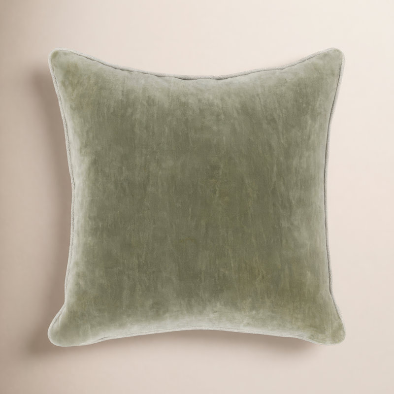 Harriet Cotton Throw Pillow, Moss Green, Square 22"