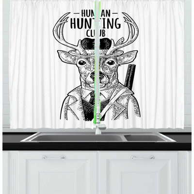 Charcoal Gray/White Kitchen Curtain