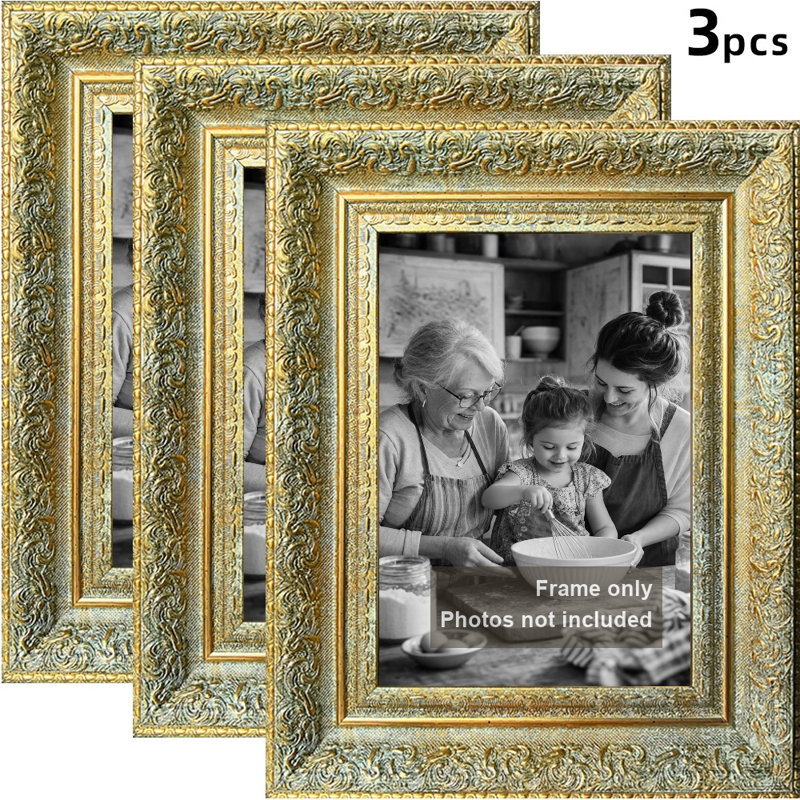 Cadre 3 pièces Antique Gold Clean Line, Or antique, 3, 5 po x 7 po