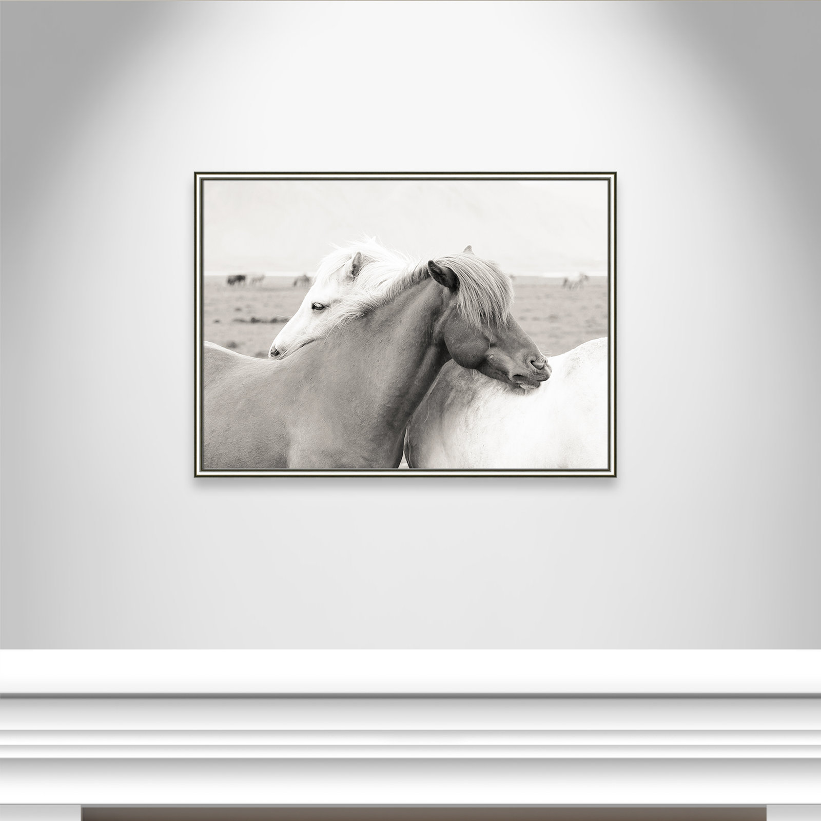 Melanie "Icelandic Meadow Horses" Print, 26.75" H x 36.75" W x 0.88" D, Silver Framed