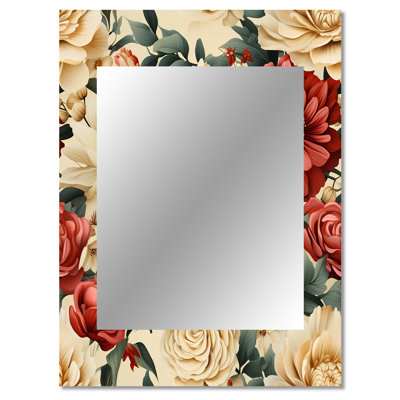 Kristofer Delicate Flower Symphony - Floral Unique Wall Mirror, Floral Mirror, Printed Metal Art