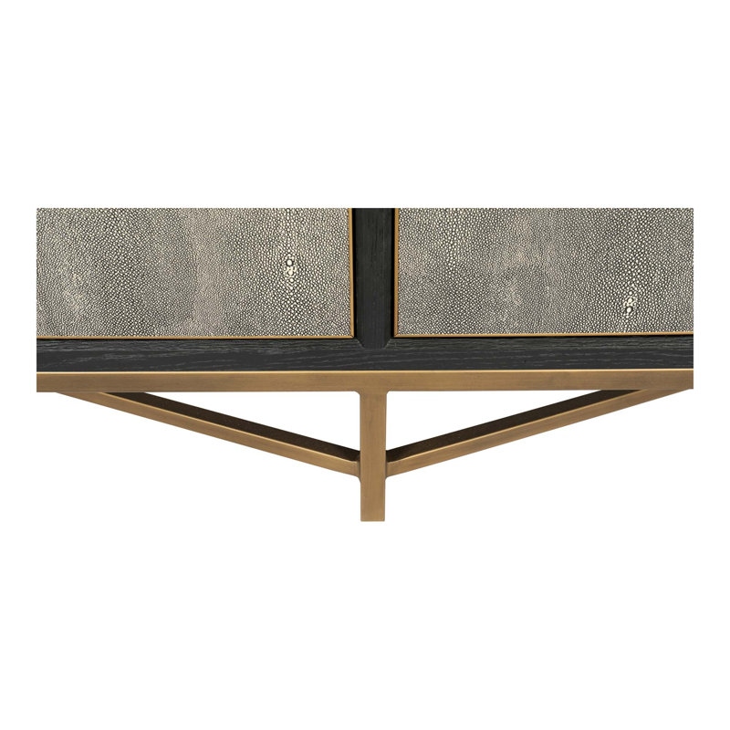 Sideboard with Solid Wood Frame and Shagreen-Style PU