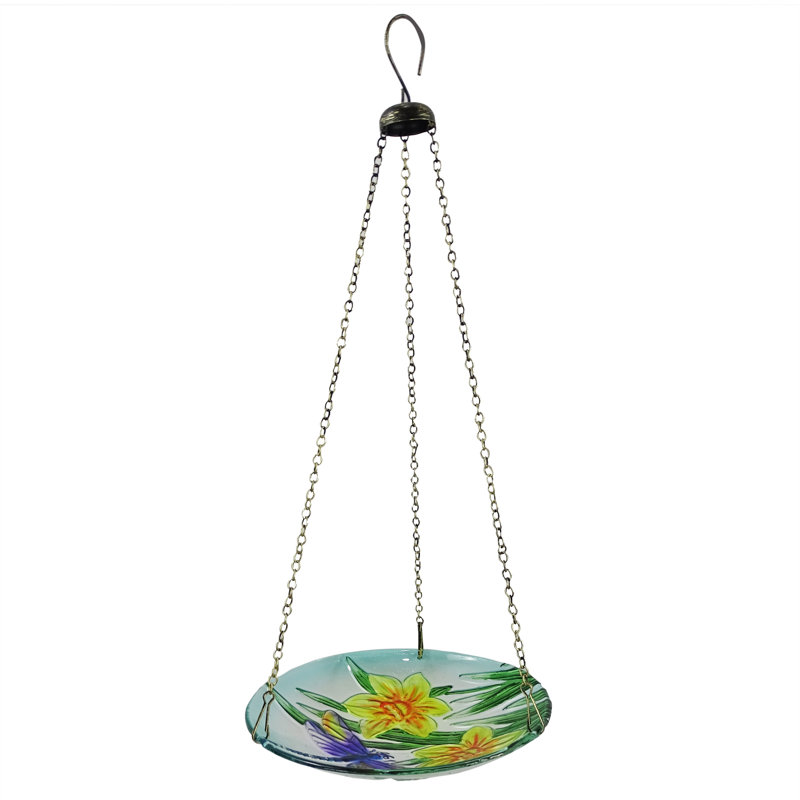 Mangeoire à oiseaux et bain d'oiseaux en verre 10 po