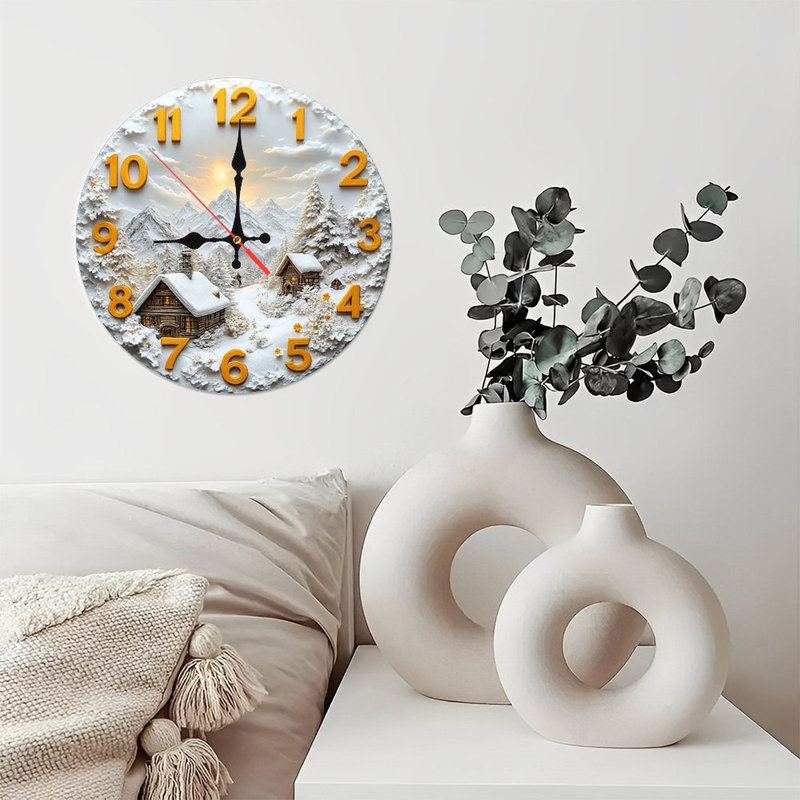 Horloge murale Winter Cabin