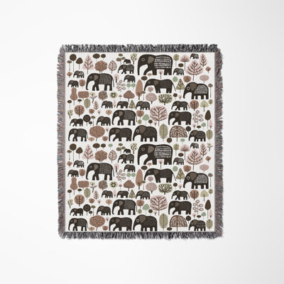 Alfie Elephant Cotton Blend Blanket Throw