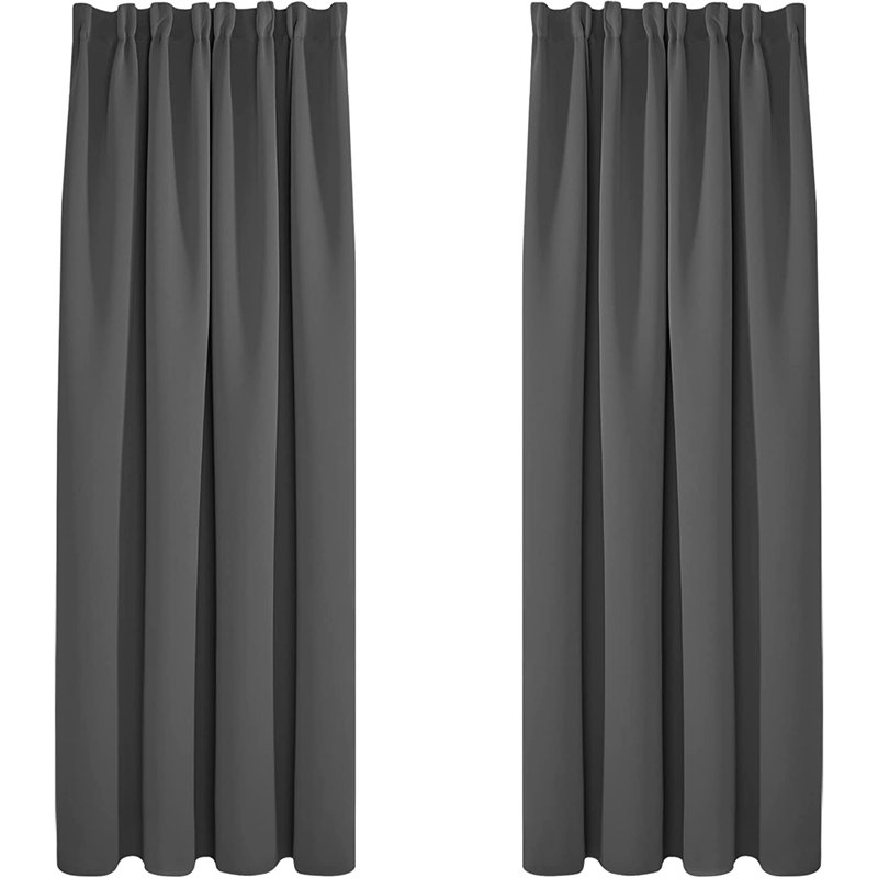 Hippen Blackout Door Curtain Pair, Dark Grey, 140 W x 175 D cm