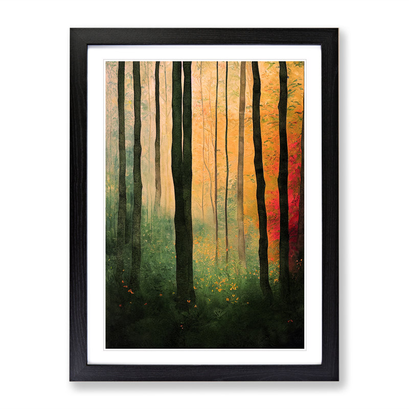 Forest No.4 - Single Picture Frame Painting, 64cm H x 46cm W x 2cm D, Black