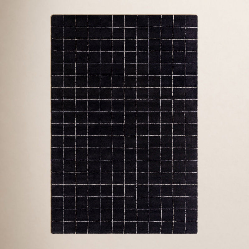 Tapis bleu marine touffeté à la main Mallory, Rectangle 2 pi x 3 pi