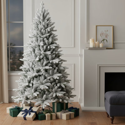 Arbre de Noël épinette enneigé 6 pi vert et blanc