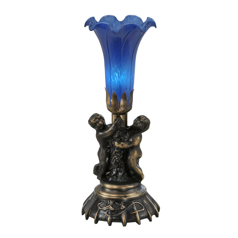 Twin Cherub Torchiere Table Lamp Set, Blue