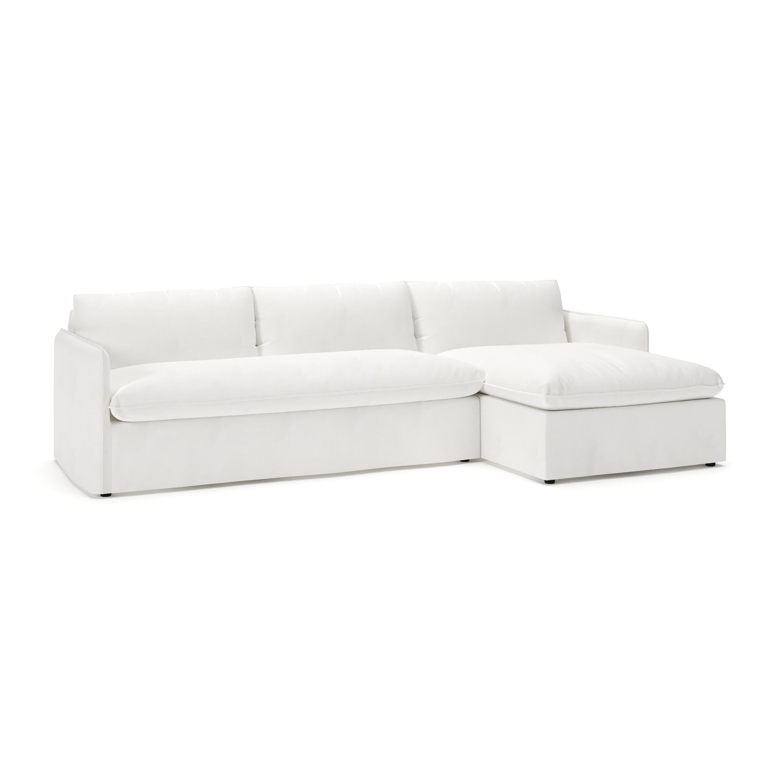 Bellatrix Sectional with Chaise, Right Hand Facing, Classic Bleach White Twill