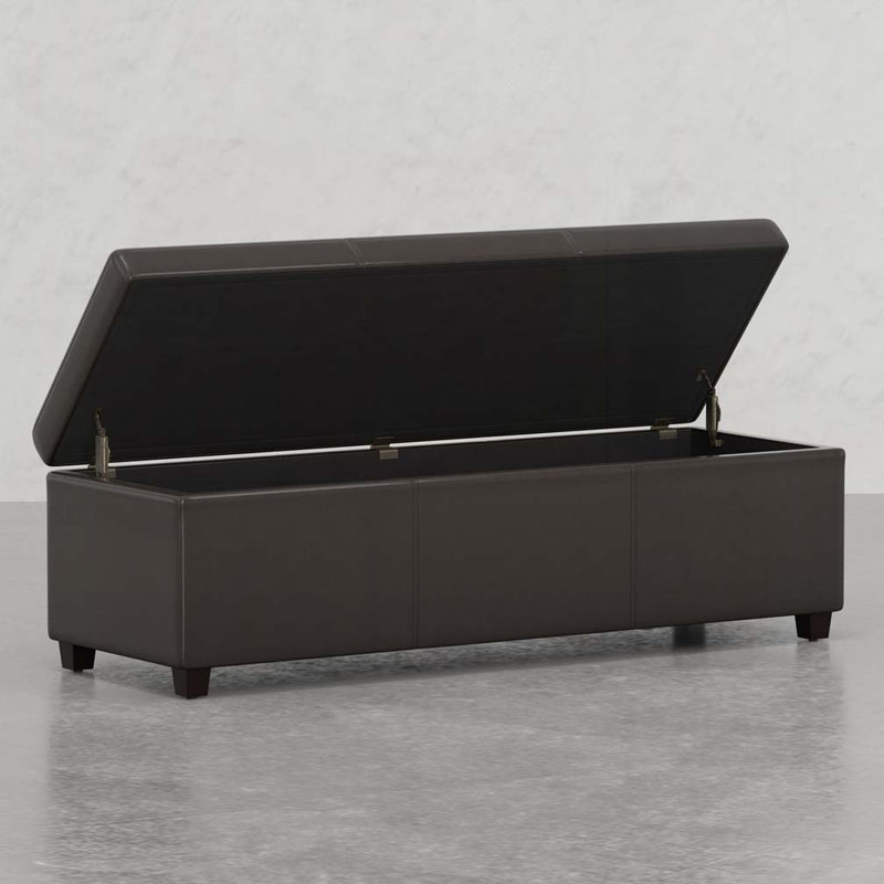 Banc de rangement avec repose-pieds en polyuréthane, Marron foncé