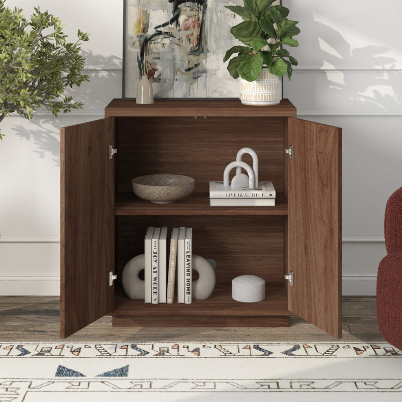 Armoire d'appoint rectangulaire large 27,75 po Warden, Noyer satiné