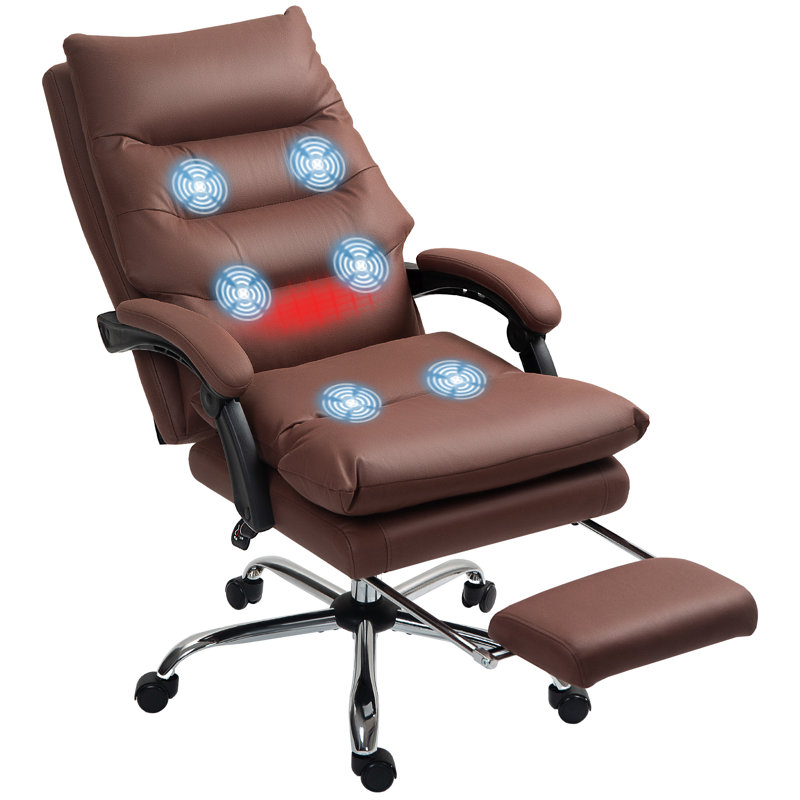 Microfibre Vibration Massage Office Chair, Cream White, Cream White