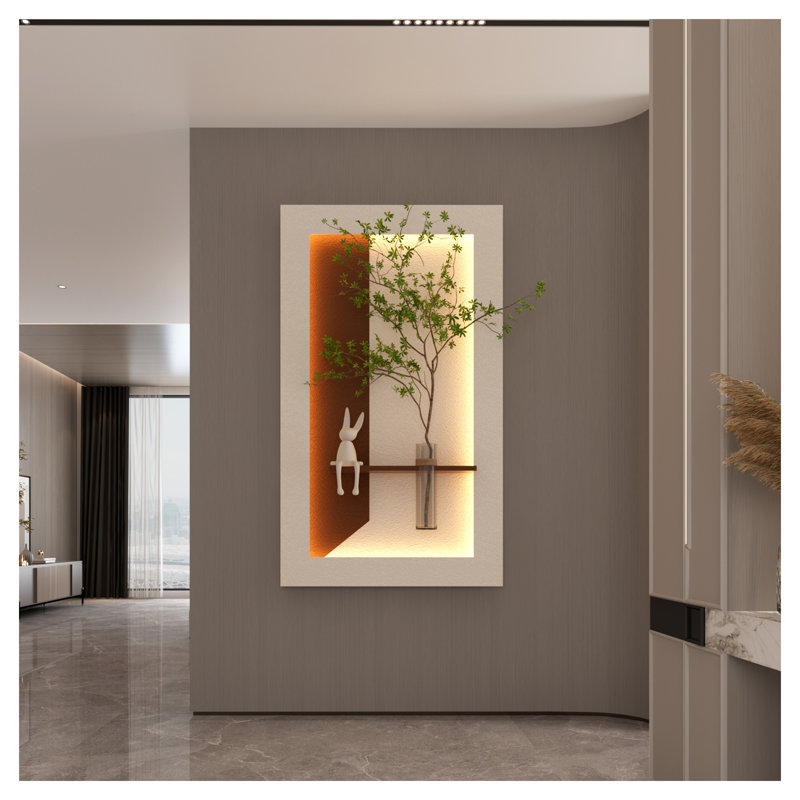 Décoration murale réglable en grès à 3 couleurs DEL avec verdure simulée - fini café clair, l 41,34 po