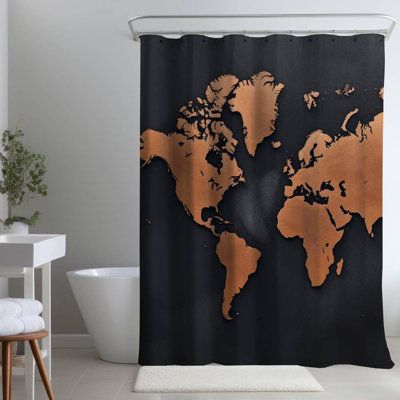 Rusted Map American Pattern – Polyester Shower Curtain, Dye Sublimation Print, 71" W × 74" L