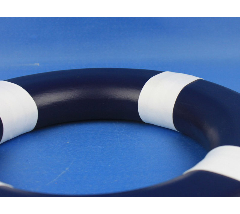 Pashkhi peint avec des bandes blanches, H 15 po x l 15 po x P 2 po, Bleu foncé