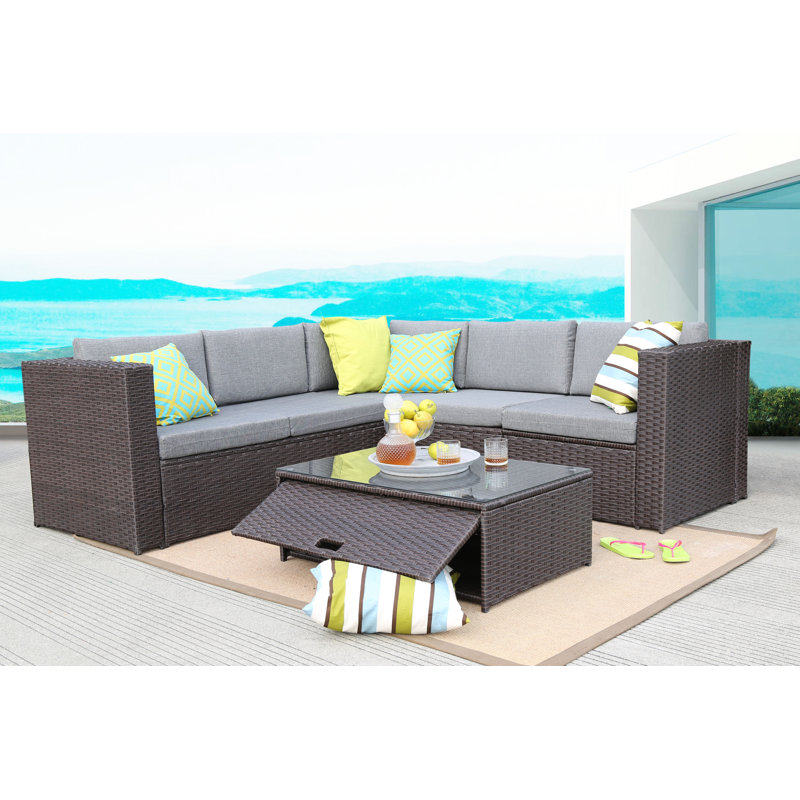 Hansley 4 - Person Patio Conversation Set with Cushions, Chocolate