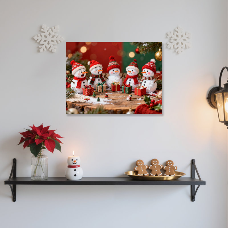 «Snowman Scene», art mural sur toile, H 24 po x l 36 po