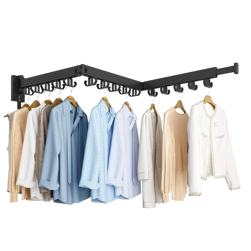 Wall Mount Clothes Drying Rack, Black