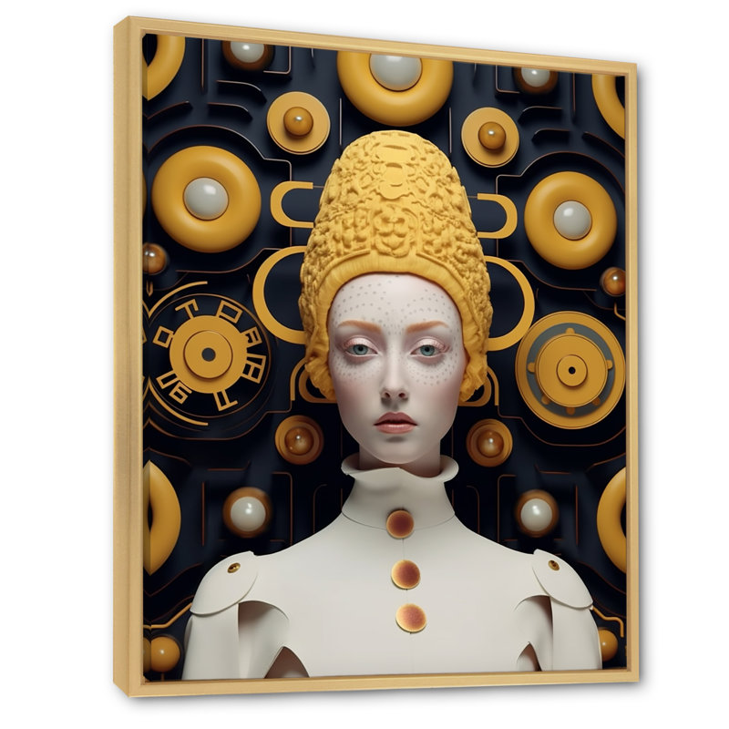 Sci-Fi Grace, portrait d'une femme futuriste I, H 32 po x l 24 po x P 1 po, Cadre naturel flottant