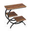 Table de bout en forme de C de 11,81 pouces, table d'appoint industrielle à 3 niveaux avec tablettes de rangement, petite table de collation pour canapé, chevet ou salon, structure en métal brun rustique