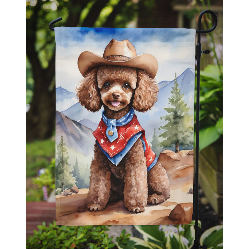 Drapeau Cowboy Welcome Garden, Caniche bleu / rouge / brun