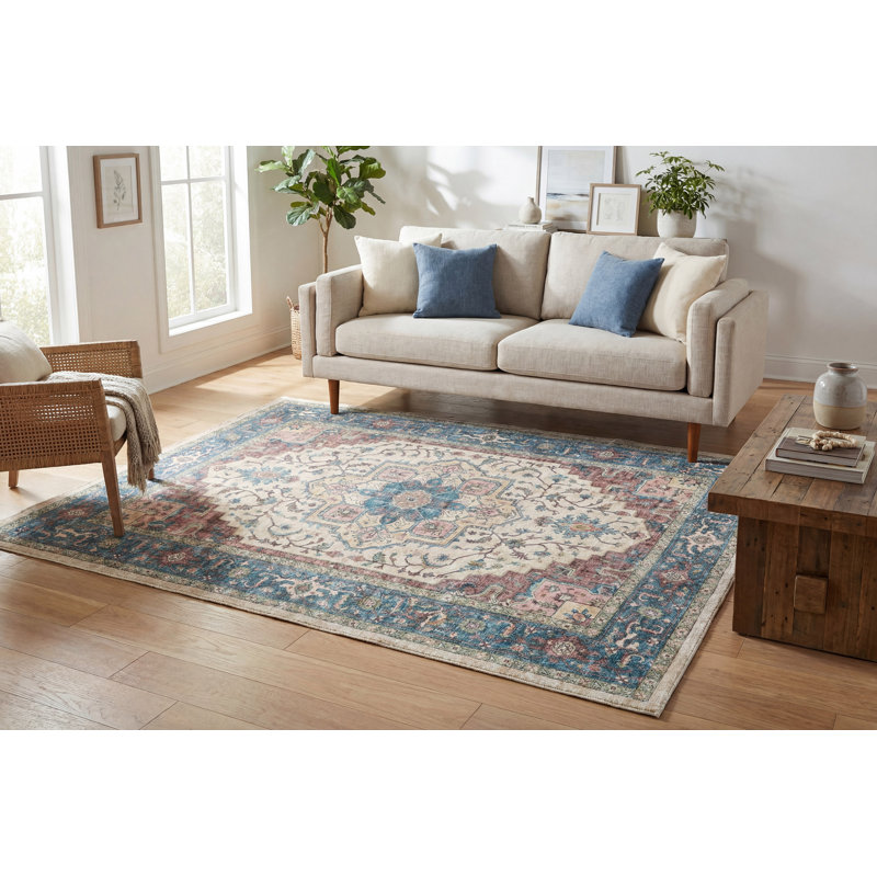 ELISE 3X5 6302-351 RED/BLUE/BEIGE, Rectangle 3' x 5'