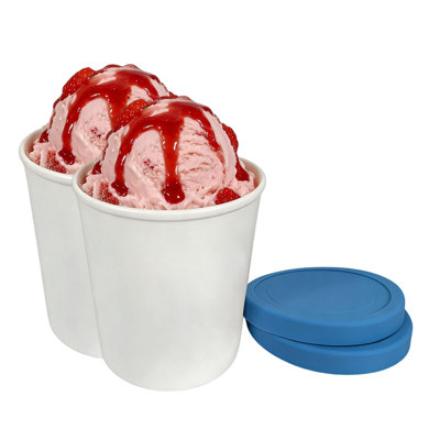 Lot de 2 pots à glace avec couvercle, réutilisables.